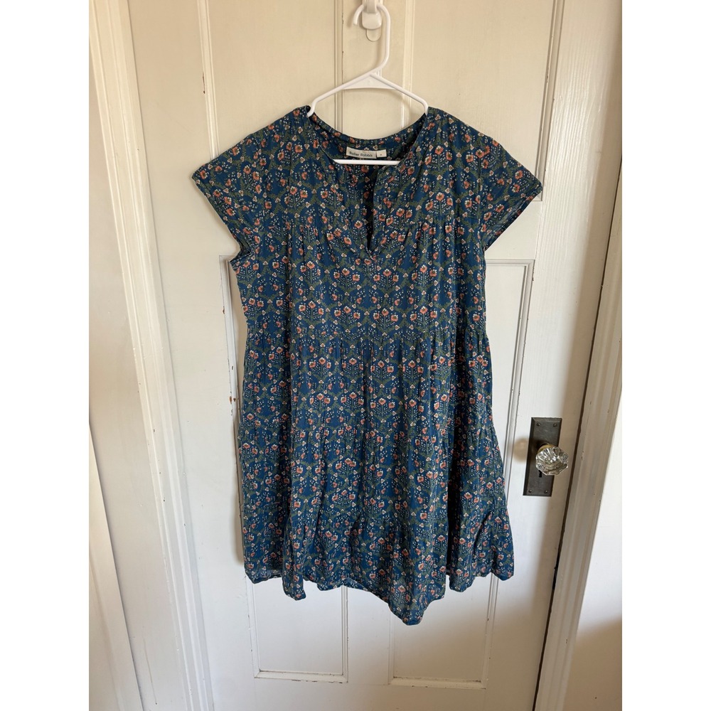 Roller Rabbit blue floral shirt dress size medium